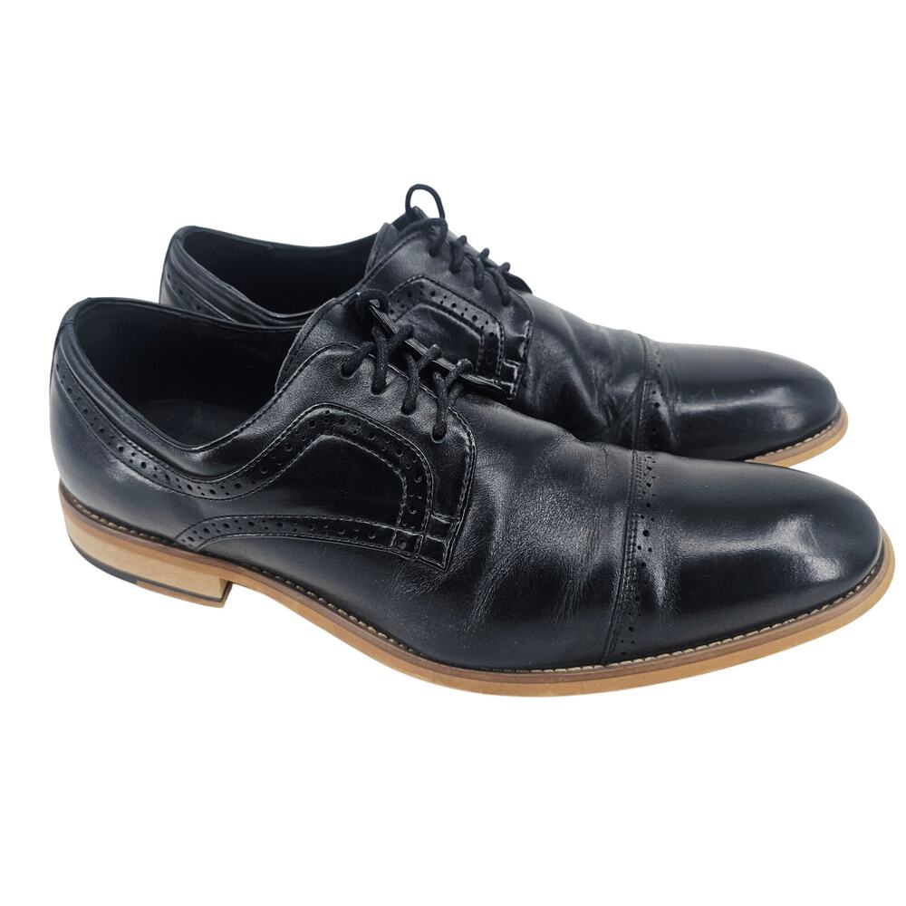 Stacy Adams Black Leather Oxford Cap Toe Dress Office Shoe Size 11.5 M *READ*